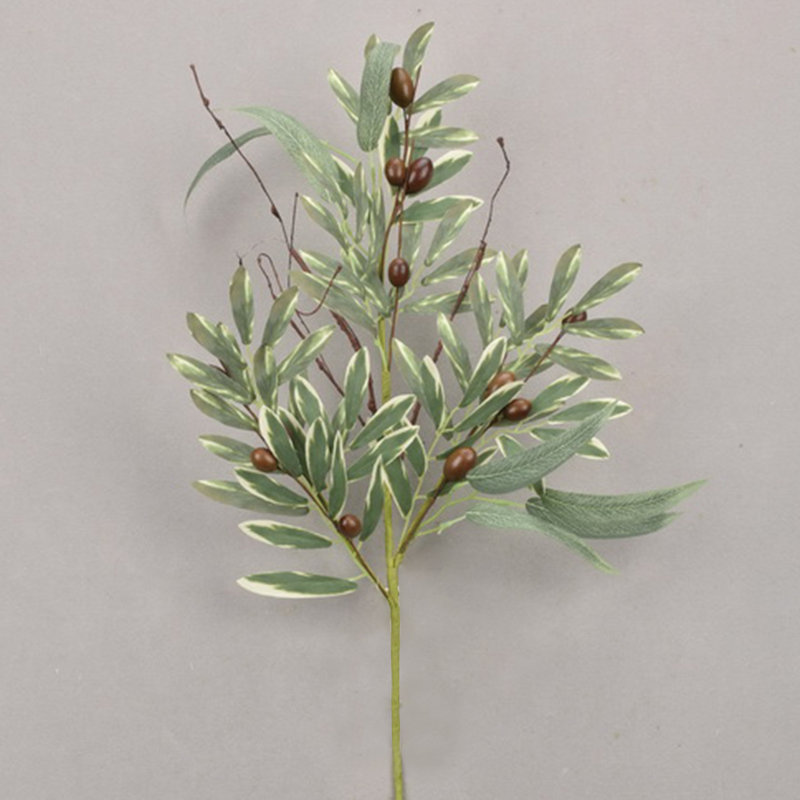 Ensemble de 3 feuilles d'olivier de Sullivan, tige florale artificielle brune et verte, 32 pouces