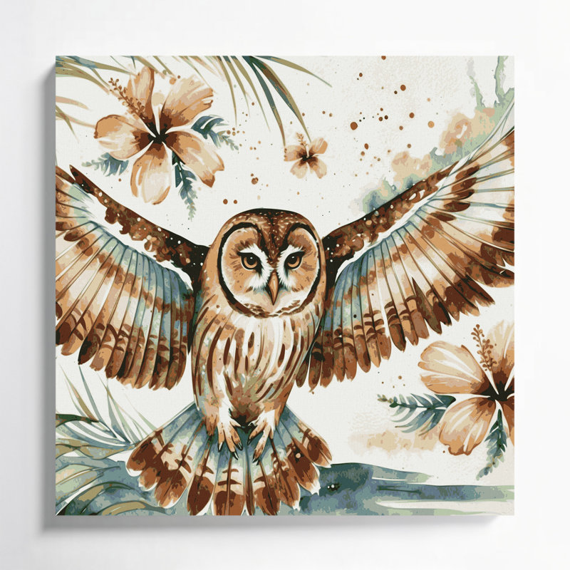 Hawaiian Hawaiian Owl, art mural sur toile blanche, H 8 po x l 8 po