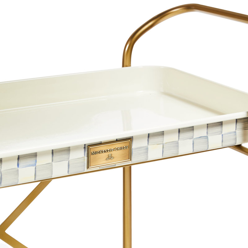 Royal Check 2-Tier Kitchen Cart, Brass/Gray/White