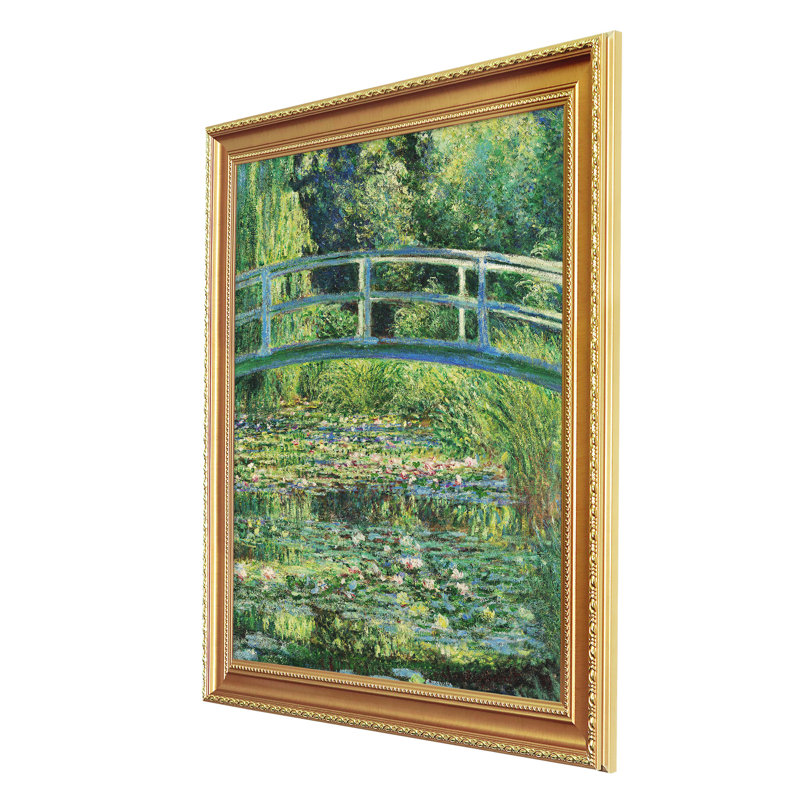 Le pont japonais sur toile par Claude Monet, reproduction, H 24 po x l 20 po x P 0,75 po, Encadrement doré