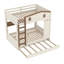 Lit superposé double en bois massif avec lit gigogne et tablettes de rangement-1214667958-1214667957