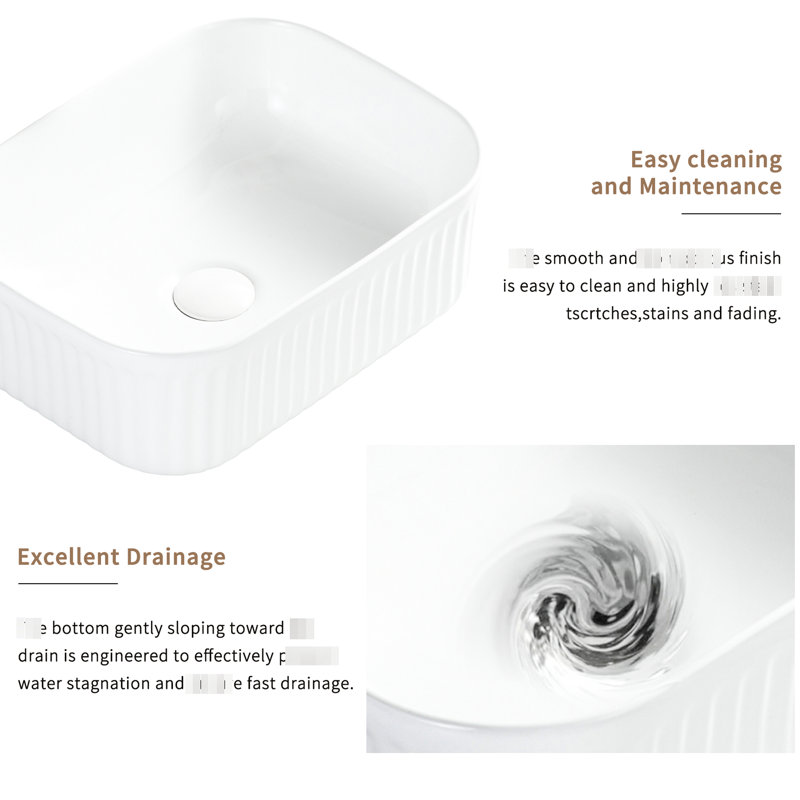 Milk White Ceramic Rectangle Above Counter Bathroom Sink With Matte Finish, Ideal For Family Use, To Stains, Easy Clean Solid Surface, 15.94 In Depth, 11.53 Width, 5.54 Height, 17.13 Lb Weight Vessel