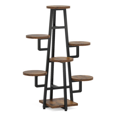 69.8"Height 5-Tier Wavy Gray Corner Bookshelf And Plant Stand For Living Room Small Space by 17 Stories