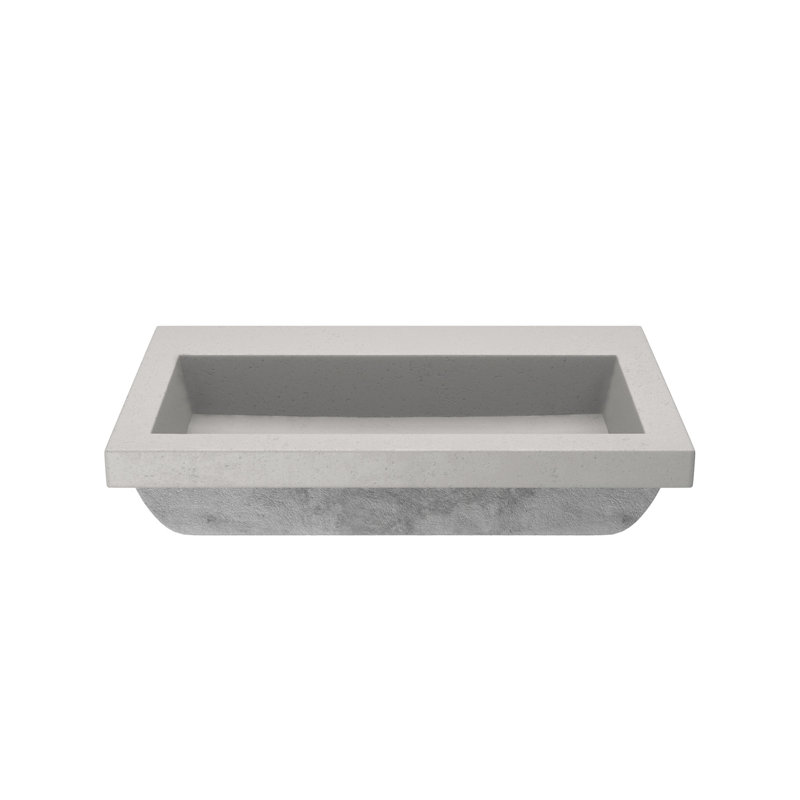 Trough Handmade Rectangular Drop-In Bathroom Sink, Ash, No Faucet Hole