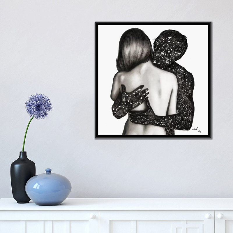 « unusualcouple », impression sur toile, H 18 po x l 18 po x P 1,5 po, Toile avec cadre flottant noir, Pas de tapis