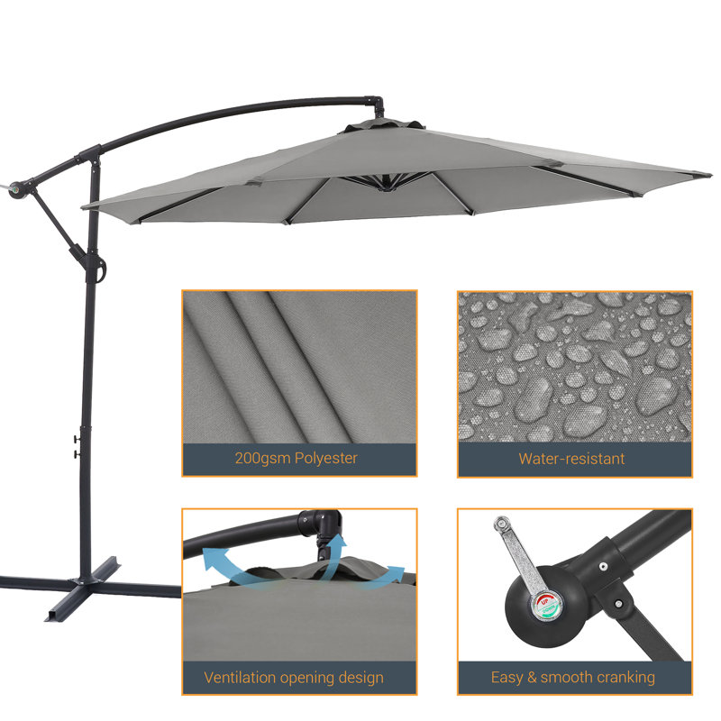 Parasol en porte-à-faux rond 120 "Atanase, gris