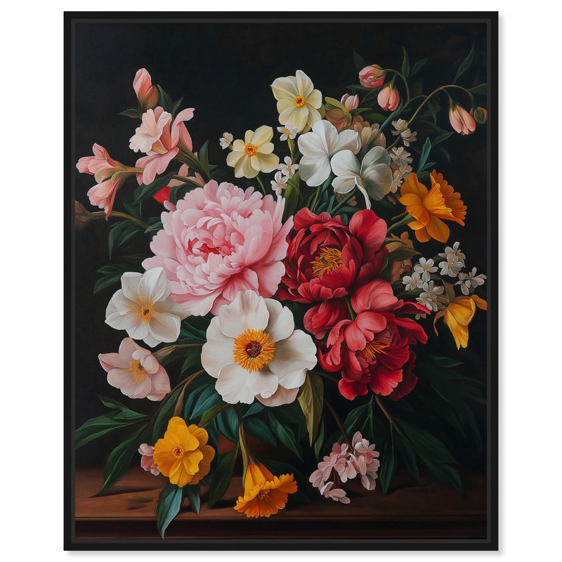 Toile «Violet Vignette II», fleurs élégantes et foncées par Art Remedy, H 21 po x l 17 po, Structure noire