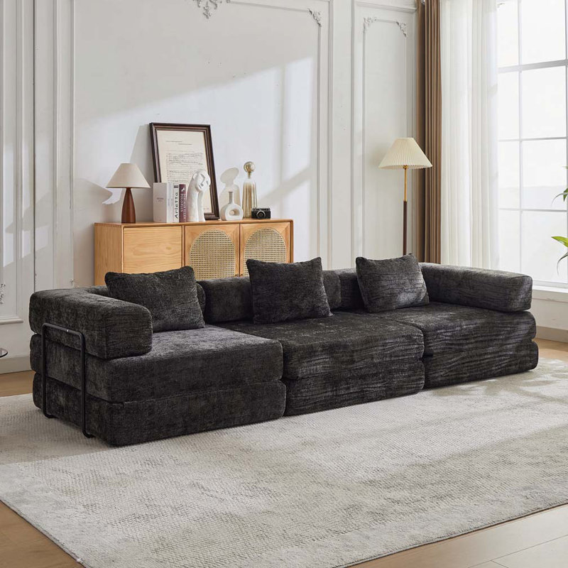 Canapé-lit Chenille, Chenille noir