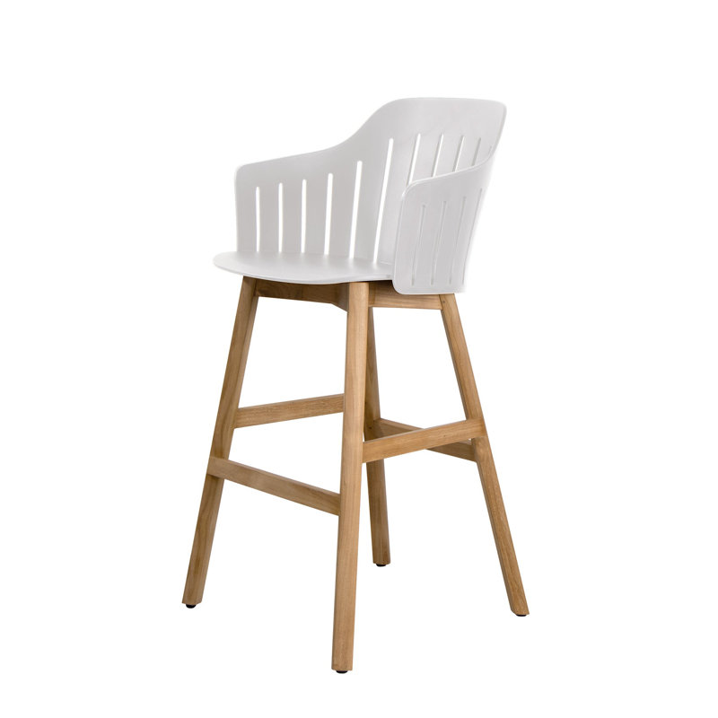 Choice Chair Outdoor and Bar Four Legs Teak Base with Upholstery Taupe Cane-line Natté Seat Cover, White/Teak/Taupe