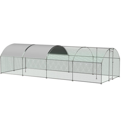 Spacious Chicken Run Metal Cage, Waterproof & Cover, Walk-In , 9.84'X19.68'X6.56', For Farm Yard Outdoor Large With Wire Mesh And Material