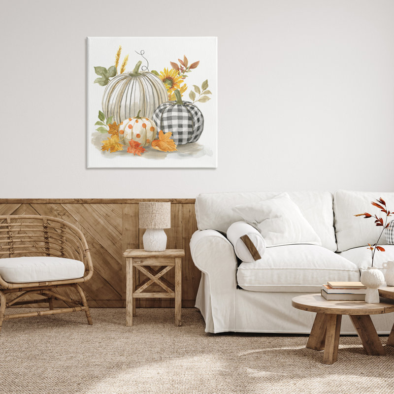 Motif de citrouilles «Autumn Harvest Country Still Life» par Nan - impression, H 36 po x l 36 po