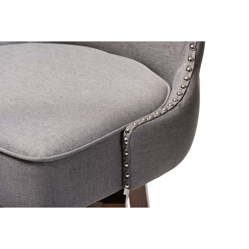 Upholstered Counter Stool with Solid Wood Frame, Gray