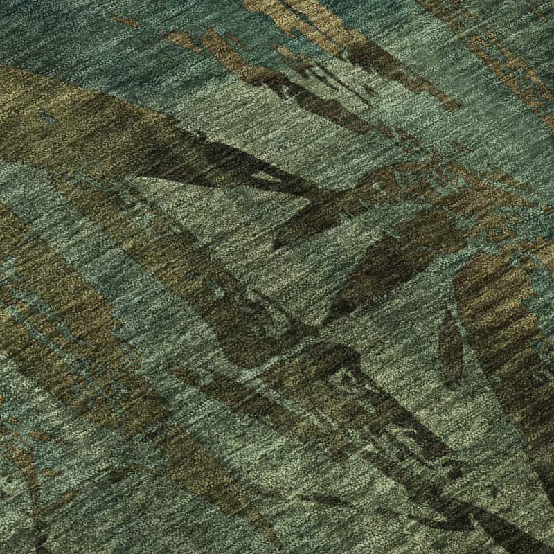 Premium Machine Washable Mayfield AMF2222 Botanical Rug, Green, 2'6" x 3'10"