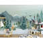 Neige, aquarelle, paysage d'hiver, renard, papier peint nordique amovible-1447105455