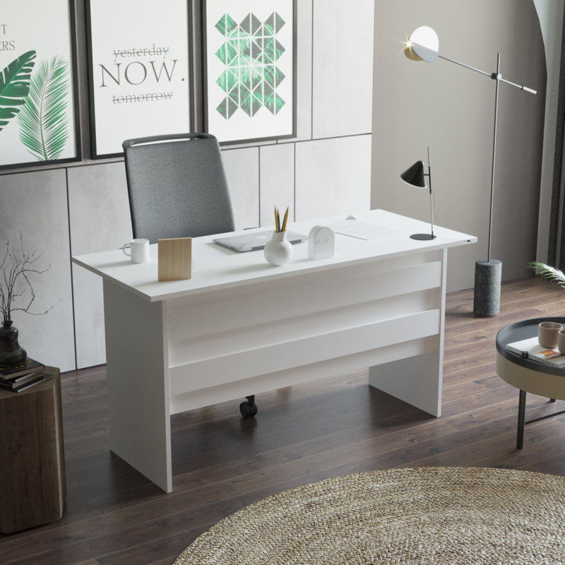Burach 2 Piece Writing Desk Office Set, White