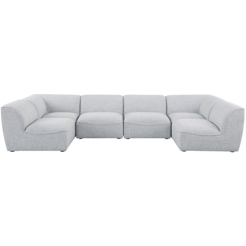 Canapé modulaire de coin Arens, Tissu gris texturé en lin