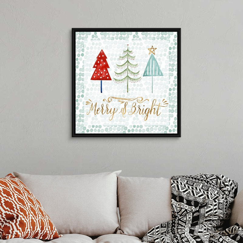 Reproduction d’art textuel sur toile, "Christmas Tree whimsy III" par Grace Popp, 32" H x 32" W x 1.75" D, Cadre noir