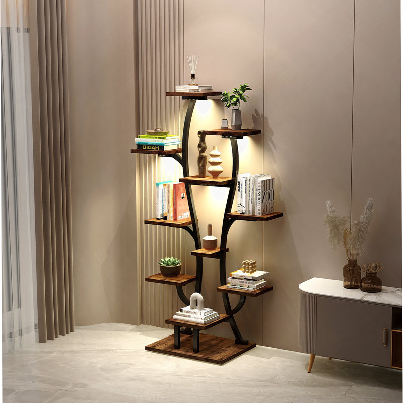 (Forme de vase) Support à plante d'intérieur avec lumières de croissance, tablette de plante d'intérieur, support de plante à fleurs en métal, support de plante en forme de vase pour la maison, patio, support à plante, support à plante d'intérieur