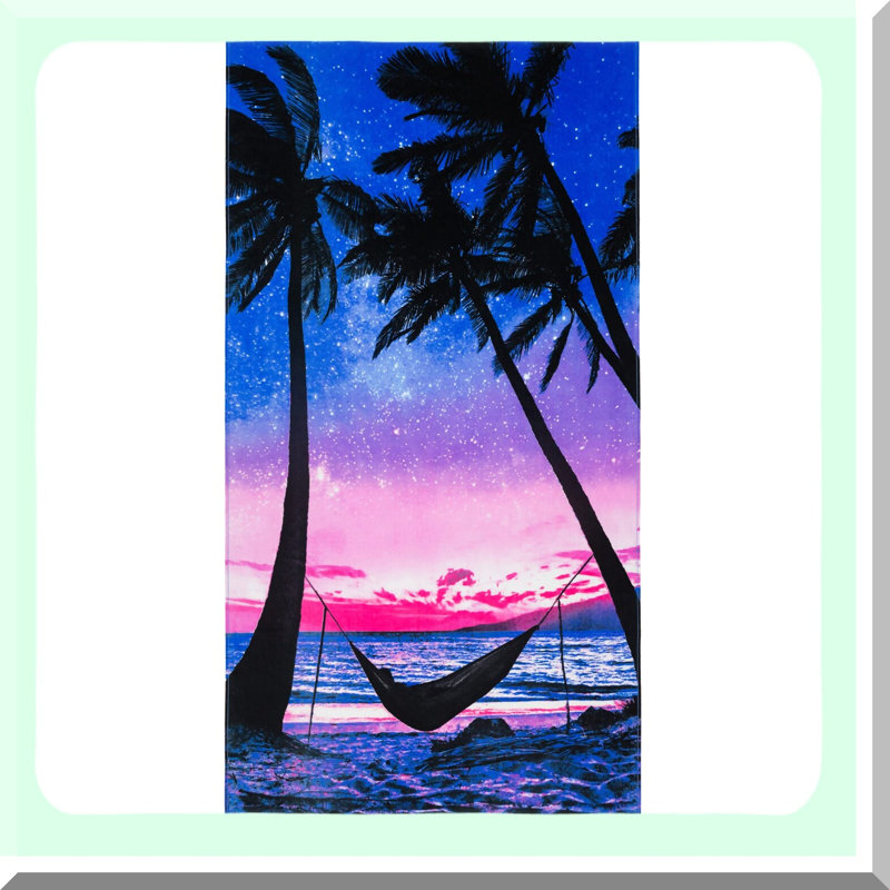 Sunset Palms 100% Cotton Beach Towel - 30x60 Inch Hammock-Ready
