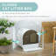 Cat Litter Box Kitten Litter Tray with Lid Scoop Filter Flap Door