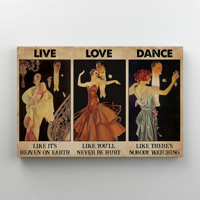 «Couple Dancing - Live Like Heaven On Earth», reproduction d'art graphique sur toile tendue, H 24 po x l 36 po x P 2 po