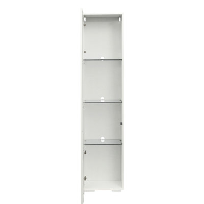 White Side Cabinet With 3mm And Aluminum Strip Lighting, 15mm Particleboard, W40x29xh170cm, Stable Storage Materials Lamp , White, Quality