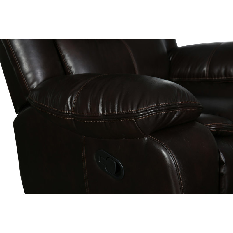 Apollonie 86'' Faux Leather Reclining Sofa, Brown Faux Leather