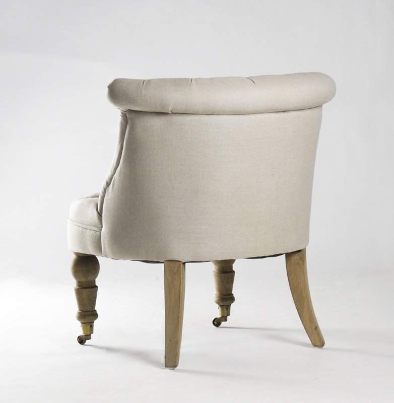 Linen Tufted Barrel Chair Chair with Ottoman