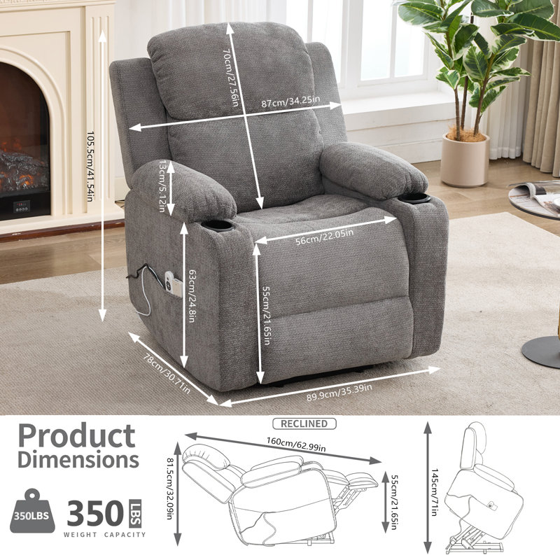 Fauteuil inclinable électrique Power Lift Chair, Gris