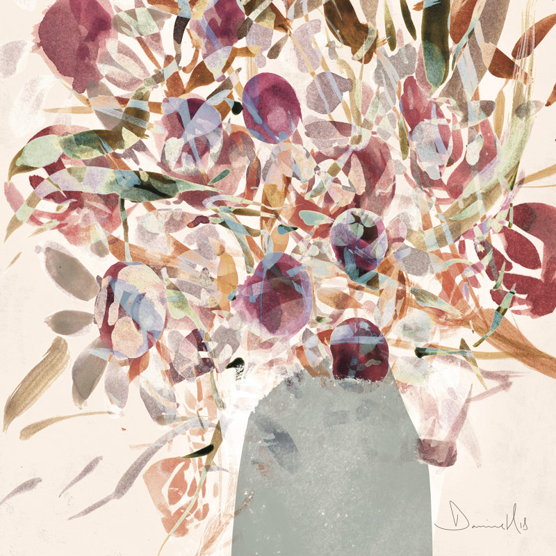 " Blooms 1 " by Daniel Hobday, 30" H x 30" W  , No, White Single Picture Framed