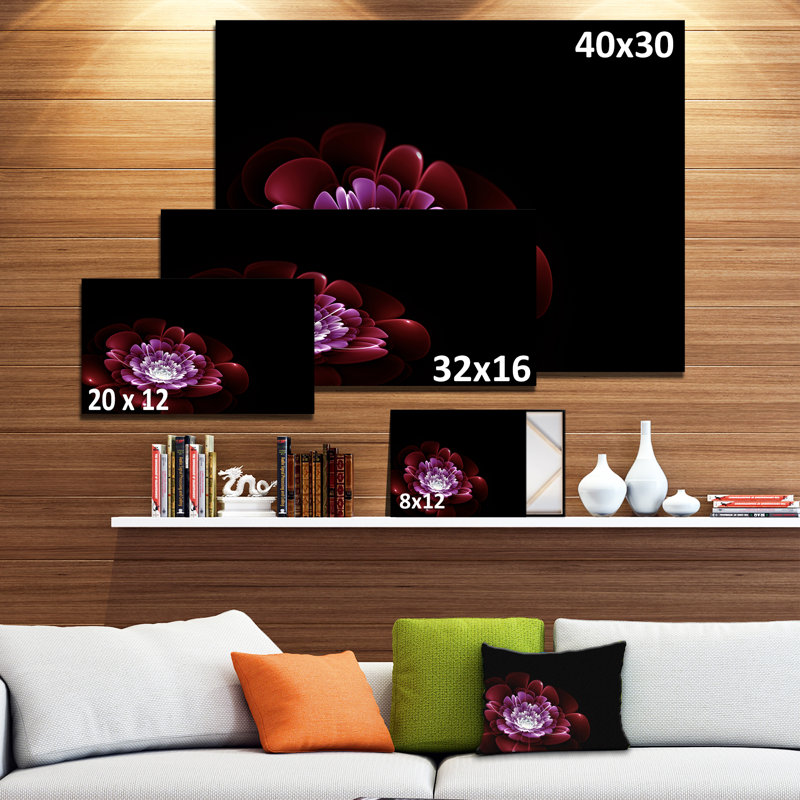 «Mauve abstrait fleur fractale», impression sur toile tendue, H 16 po x l 32 po x P 1 po
