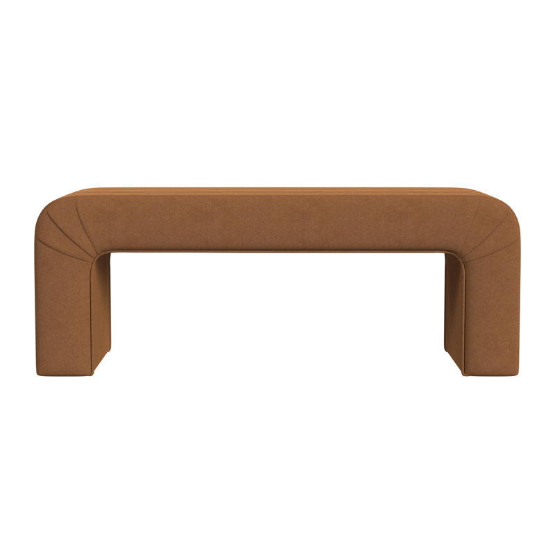 Ebern Designs Jayni Arch Channel Bench, Rust Orange Velvet