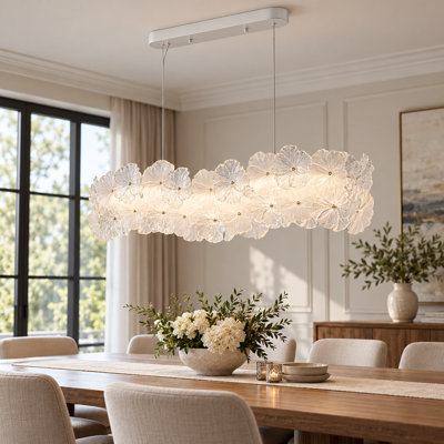 Lustre linéaire linéaire à DEL à lumière florale pour îlot de cuisine et table de salle à manger