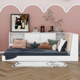 Twin Size Daybed Bed With Storage Bookcase And Upholstered Storage Headboard, Floor Bed With Charging Station
