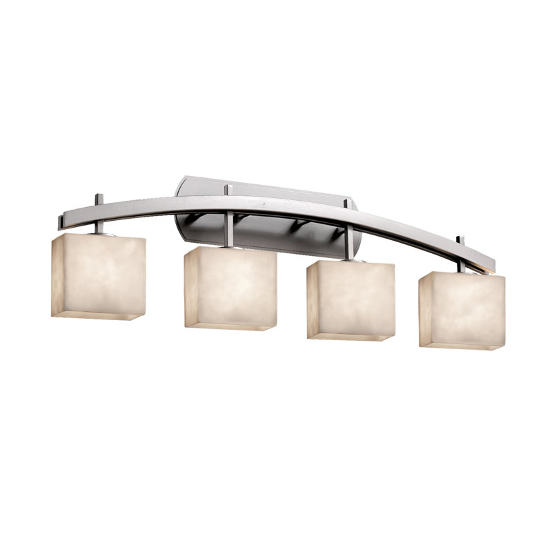 Éclairage pour salle de bain à intensité variable 4 lumières Brey, Nickel brossé