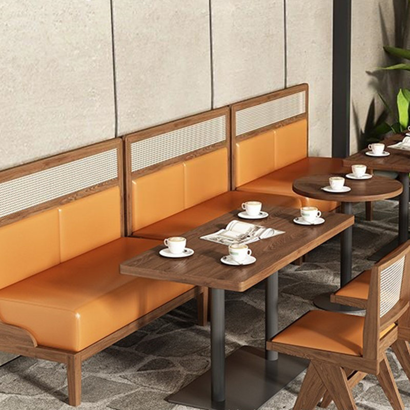 Faux Leather Upholstered Bench, Orange