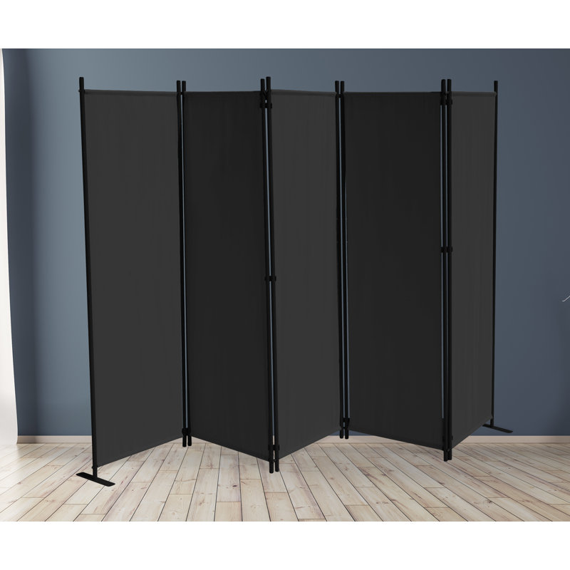 Abreia 268cm W x 167cm H 5 - Panel Folding Room Divider, Black
