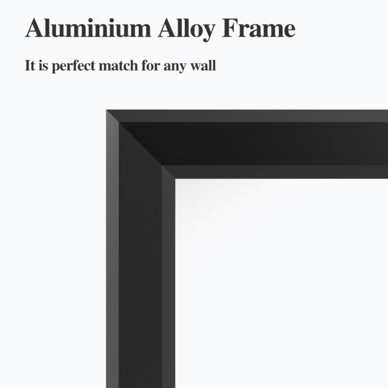 Oversized Modern Rectangle Bathroom Mirror with Aluminum Frame, Black, 32" x 48"