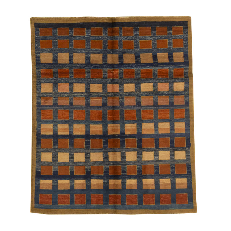 Hand-Knotted High-Quality Orange and Brown Area Rug