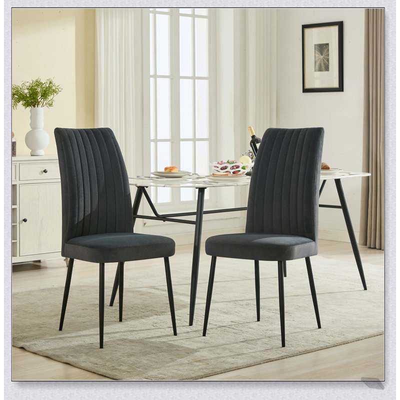 Ensemble de 2 chaises de salle à manger réglables en velours gris foncé, Gris foncé