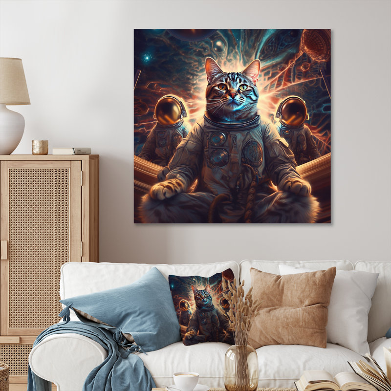 Impression psychédélique - chat, Toile tendue, H 16 po x l 16 po x P 1 po