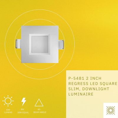 Perlglow 2" Square White 8W ‎500 Lumens 5CCT Slim Light