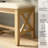 44” Upholstered Dining Bench, Cushioned Seat, X Design, Farmhouse Wood, Blonde Oak and Beige Fabric