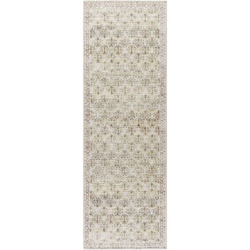 Our PNW Home x Livabliss Rainier Machine Washable Cream Traditional Area Rug, Runner 2'7" x 12'