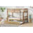 Everwyn Twin Over Twin Rubber Wood Bunk Bed with Trundle, Convertible to 2 Twin Beds, Natural-115684372