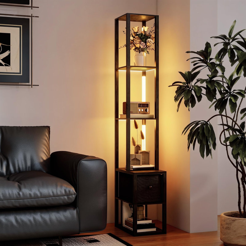 169cm LED Tray Table Floor Lamp, Black