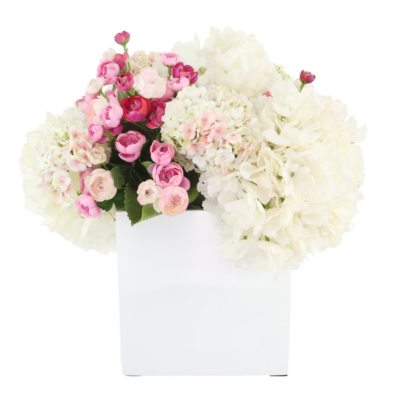 Hydrangea, Ranunculus and Viburnum Arrangement