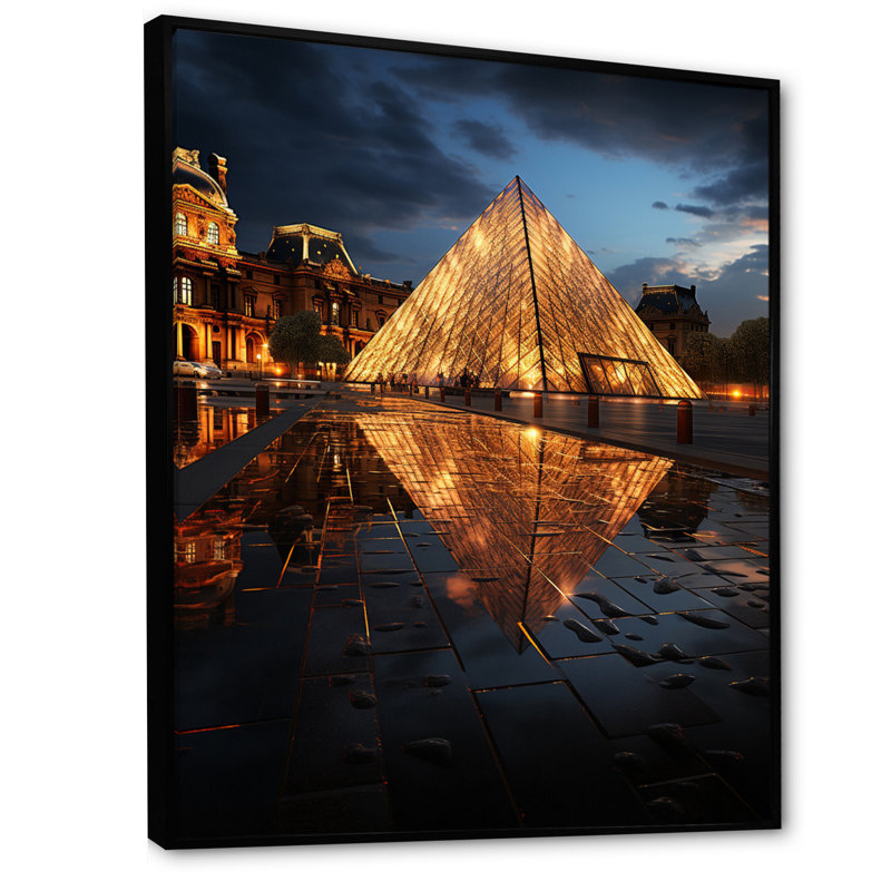 «Paris Louvre Illumination», reproduction sur toile, H 20 po x l 12 po x P 1 po, Cadre flottant noir