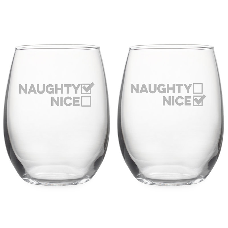 Ensemble de 2 pièces 21 oz Naughty and Nice Ensemble de verres à vin sans pied