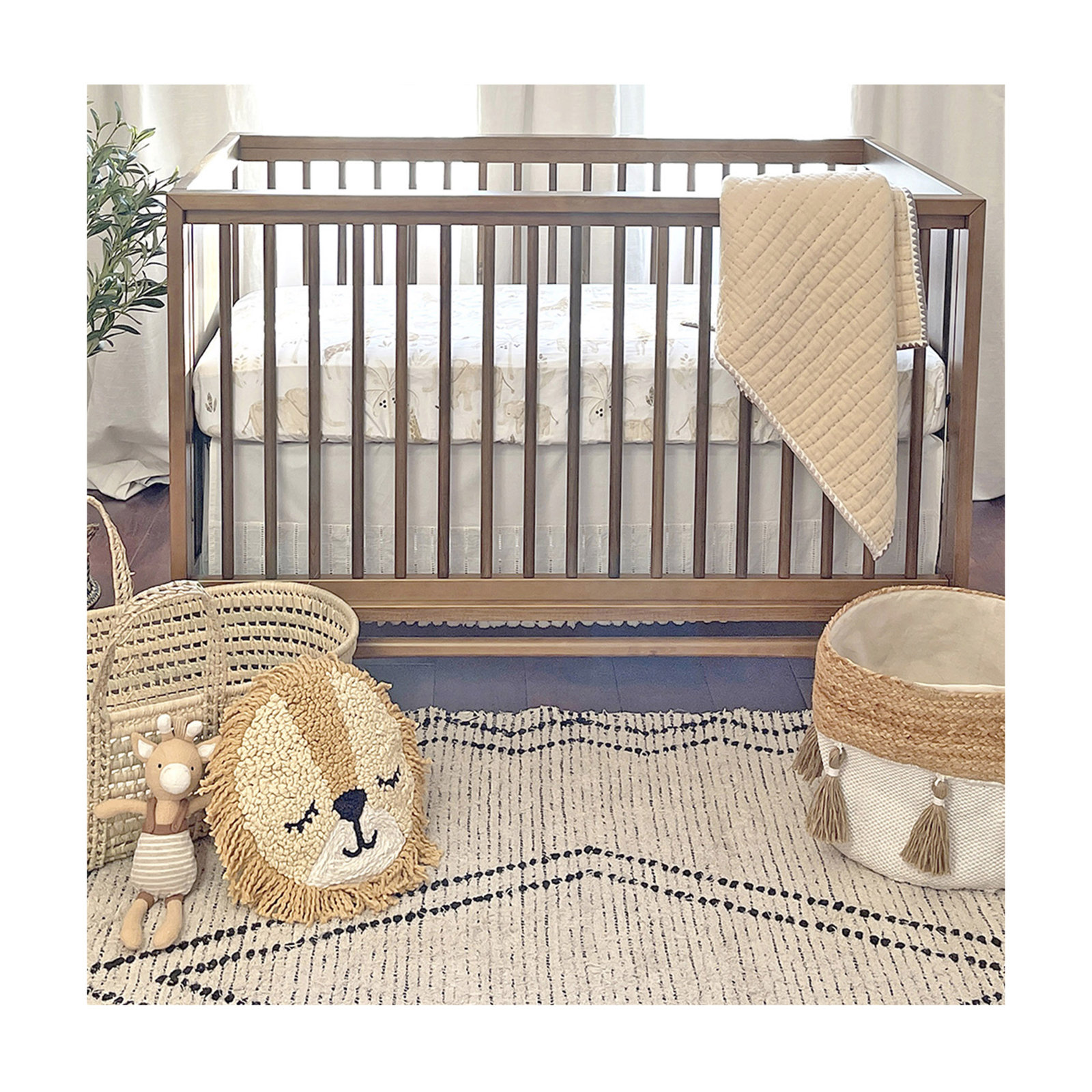 Safari Animal Cotton Crib Sheet